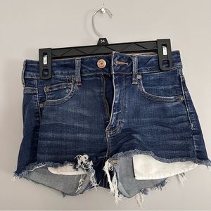 Distressed Dark Wash American Eagle Jean Shorts